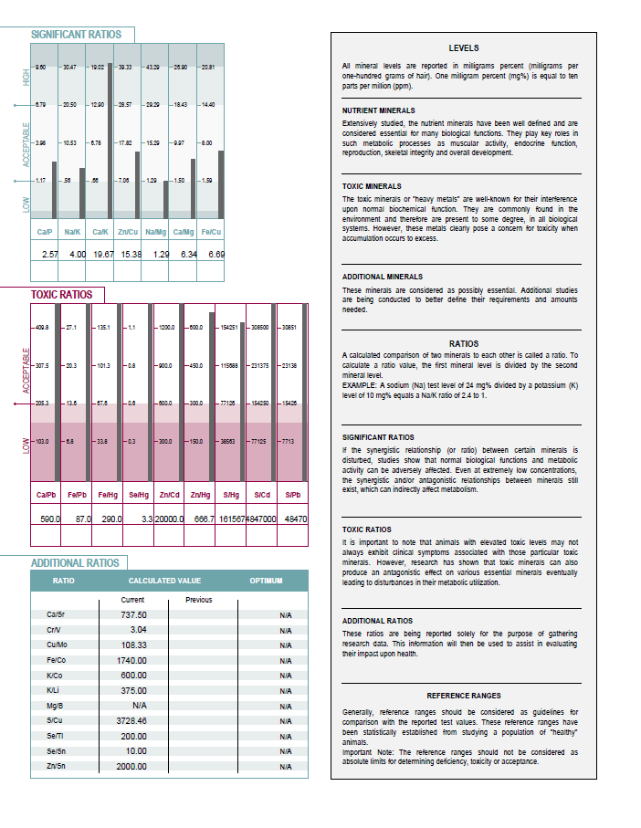 Hair Tissue Mineral Analysis (TEI Profile 10) for Canine