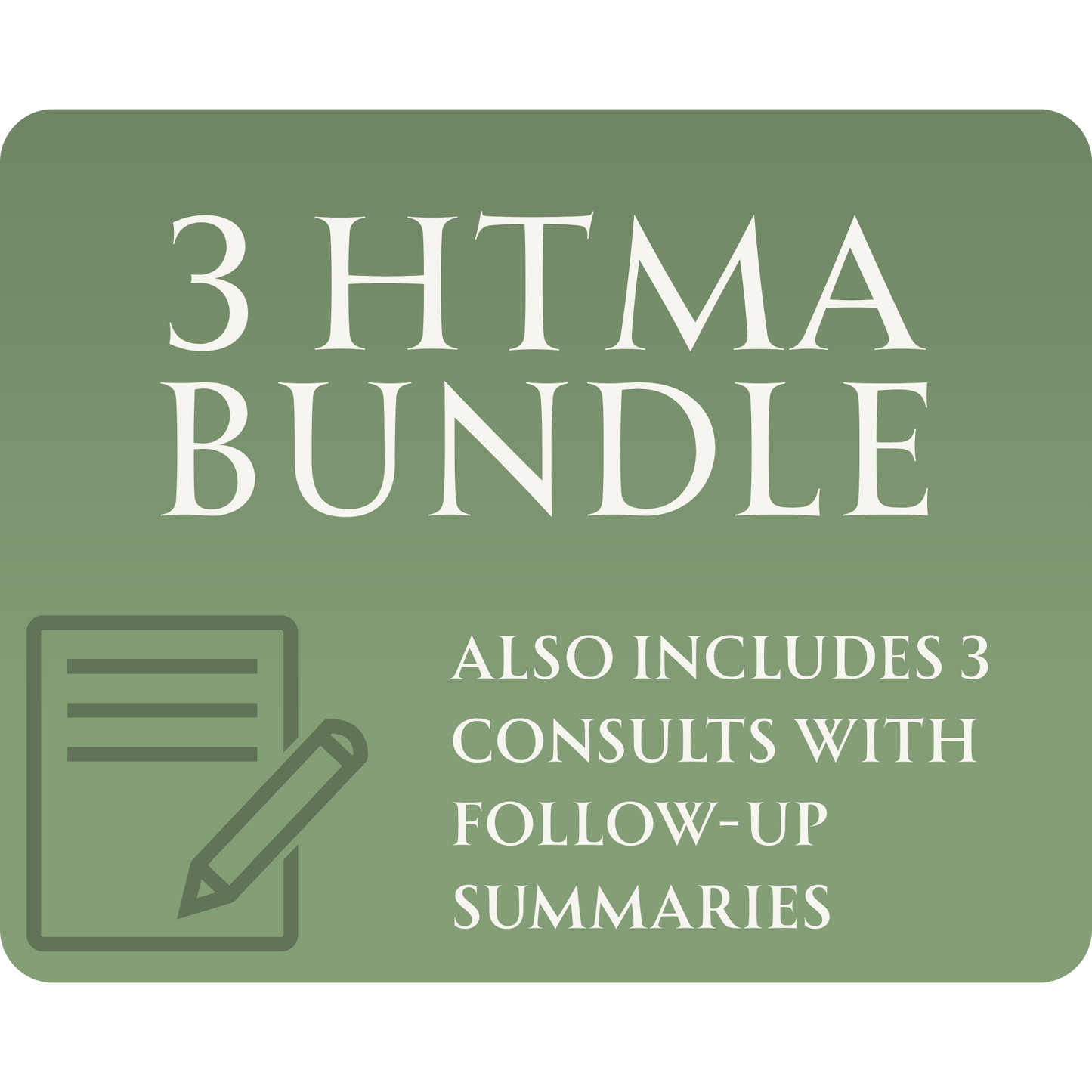 Three HTMA Tests + 3 Consults w/ Follow-up Summary